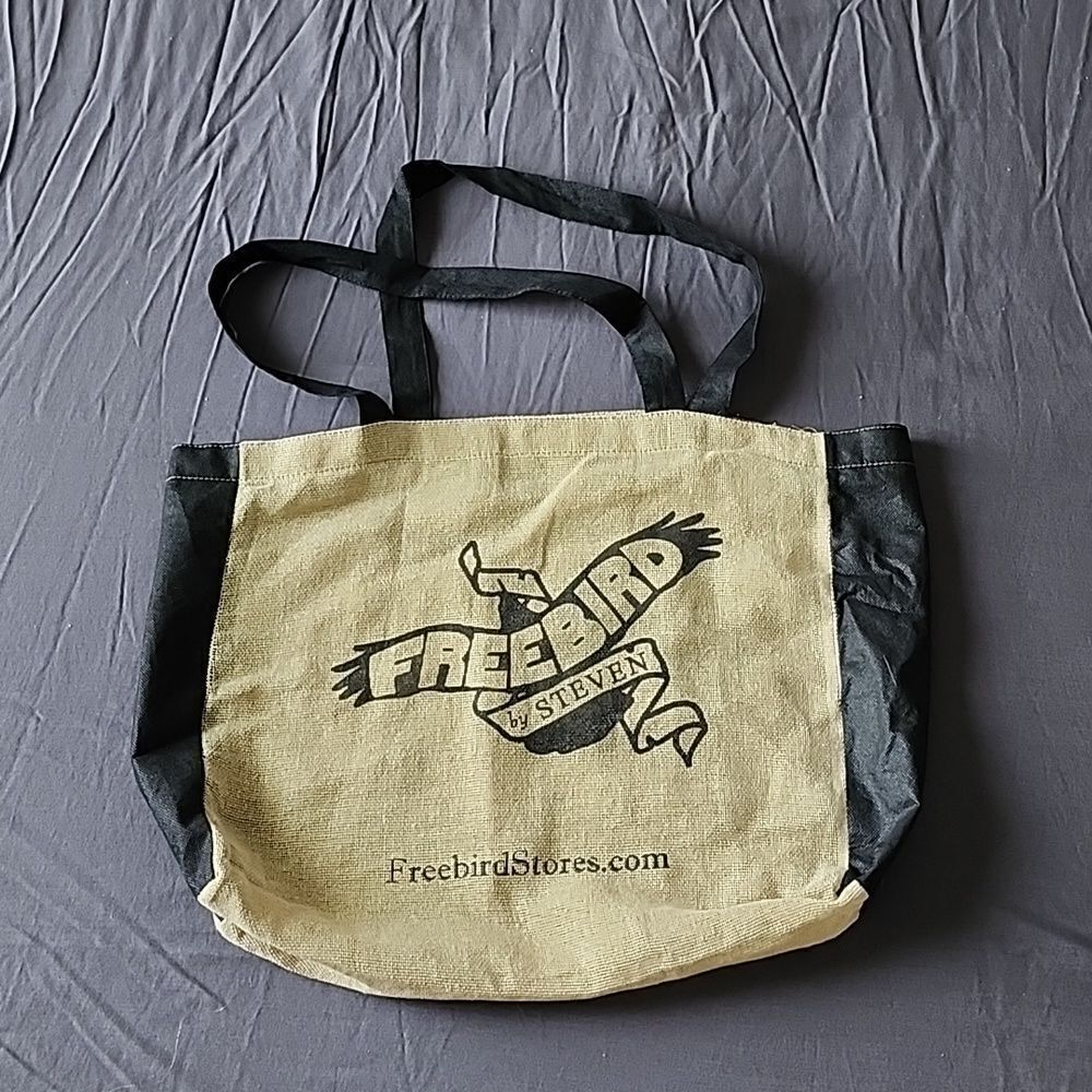 Freebird by Steven Burlap Jute Tote Bag Reusable Shoulder Straps